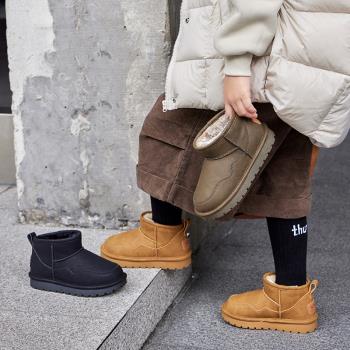 兒童冬季加厚保暖棉鞋真皮雪地靴