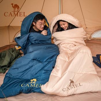駱駝戶外露營睡袋冬季保暖防寒加厚野營成人便攜式辦公室午休睡袋