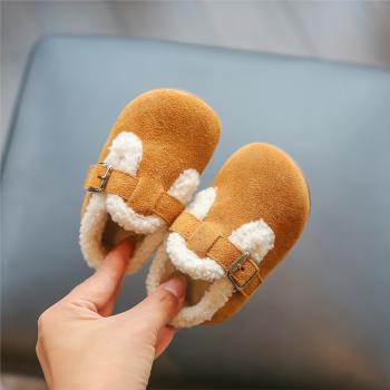 女寶加絨保暖一腳蹬嬰兒軟底冬鞋