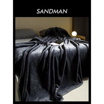 SANDMAN聯名黑鉆沙灘毛毯被子冬季加厚保暖純色辦公室午睡蓋毯子