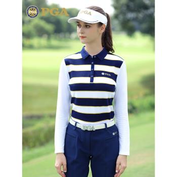 美國PGA 2023春夏新款 高爾夫服裝女士長袖T恤POLO女裝保暖衣服