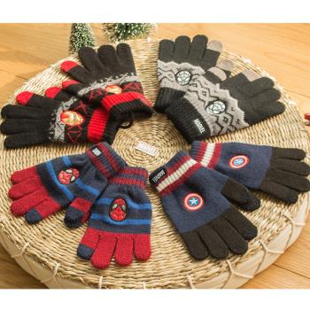 韓國兒童手套秋冬季男童寶寶保暖五指針織毛線小學生手套女童薄款