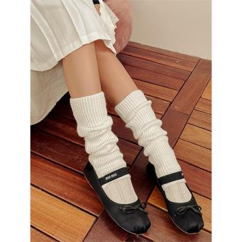 怪叔叔 秋冬韓國日系保暖芭蕾風襪套堆堆襪子女小腿襪y2k白色黑色