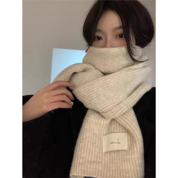 圍巾冬季女2023新款純色保暖百搭洋氣披肩圍脖學生韓版高級感加厚