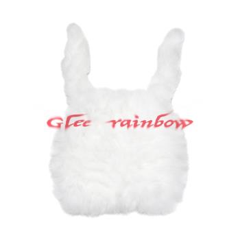 Glee rainbow白色兔兔帽超可愛兔毛針織編織秋冬保暖造型帽子
