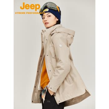 【杜邦三防】Jeep吉普三合一沖鋒衣女保暖抓絨外套戶外透氣登山服