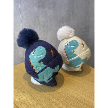 秋冬季恐龍護耳保暖防風兒童帽子
