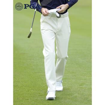美國PGA光發熱內里高爾夫褲子男士秋冬長褲保暖高彈運動直筒球褲