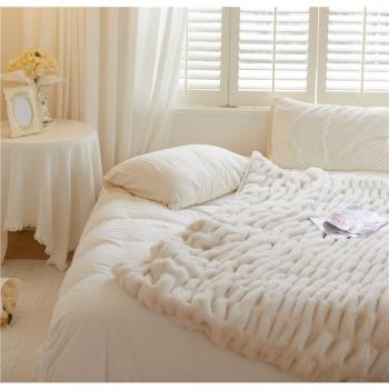 【花臉貓】高級扎染風~冬季簡約加厚雙人保暖毛毯舒適臥室毯子