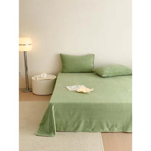 冬季牛奶絨床單 純色保暖珊瑚絨冬天加絨床品 加厚單面絨不掉毛