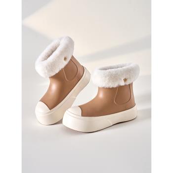 冬季加絨雪地靴2023新款女士室內家居防水防滑棉拖鞋外穿保暖加厚