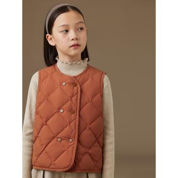 哈齒童裝秋冬款兒童羽絨背心抗寒保暖白鴨絨內膽羽絨馬甲男童女童