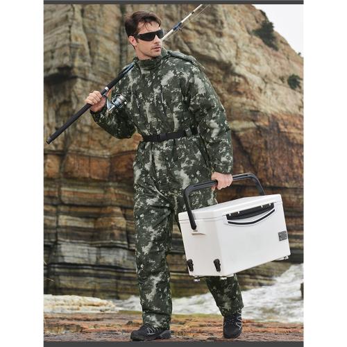 阿瑪迪斯釣魚服男保暖防水智能加熱戶外棉沖鋒衣冰釣海釣連體棉服