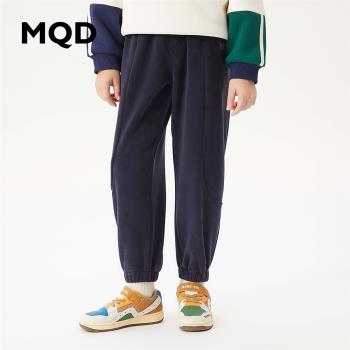 MQD童裝男童加絨加厚針織褲23年冬季新款褲子兒童學院風保暖長褲