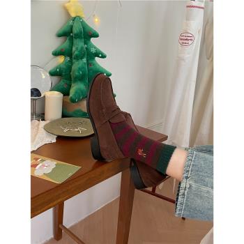 【圣誕月CHRISTMAS】秋冬刺繡圣誕襪子女中筒羊毛襪溫暖禮物可愛