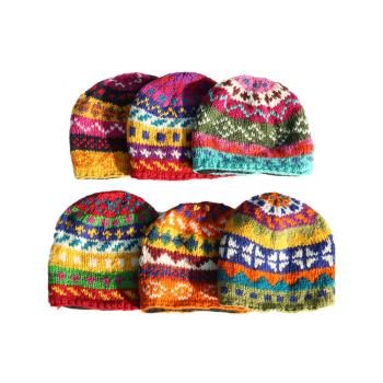 秋冬保暖羊毛帽子女尼泊爾雙層保暖加厚復古彩色圓頂毛線帽休閑針