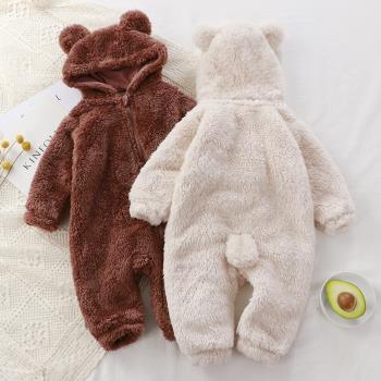 新生兒K27冬季小熊哈衣連體服