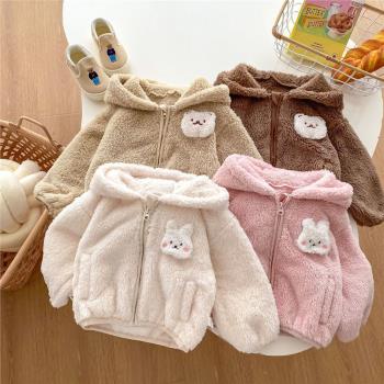 冬季兒童連帽加絨外套 1-3歲韓版寶寶可愛保暖雙面絨上衣潮AY048