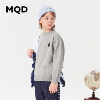 MQD童裝男女大童針織衫23冬新款兒童基礎百搭保暖圓領毛衣
