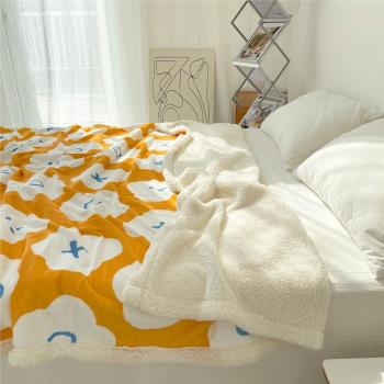 有陽光的假期｜原創設計奶油絨毛毯加厚保暖羊羔絨花朵沙發絨毯