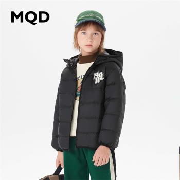 MQD童裝男女童羽絨服2023冬季新款兒童學院風連帽羽絨服外套保暖