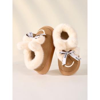 雪地靴2023冬季新款女士加絨加厚包跟棉拖鞋保暖月子鞋厚底短筒靴