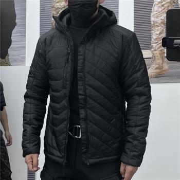 冬季戰術戶外滑雪服保暖防潑水戰術棉衣超輕迷彩棉服連帽黑色防寒
