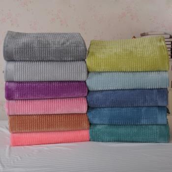 韓式外貿水洗毯子短毛絨素色絨毯純色冬季保暖床墊床蓋鋪蓋兩用