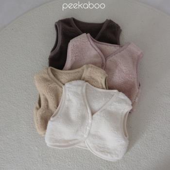 現貨韓國嬰幼童裝PEEKABOO柔軟保暖毛絨馬甲內膽珊瑚絨防風背心