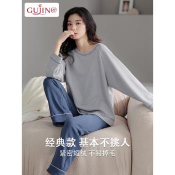 女德絨長袖秋冬天簡約保暖睡衣