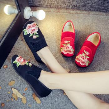 一腳蹬保暖低跟民族風老北京布鞋