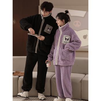 女加厚保暖情侶冬天法蘭絨睡衣