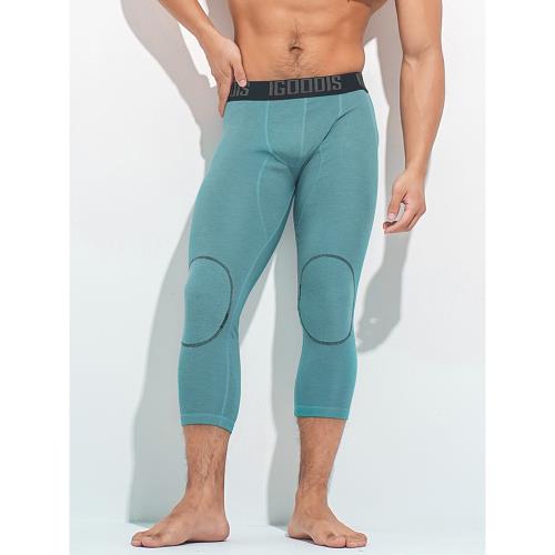 igoodis低腰七分保暖褲男秋褲青年時尚加絨護膝棉毛褲緊身打底褲