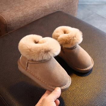 女童雪地靴2023新款韓版兒童加絨保暖棉靴寶寶毛毛冬鞋防滑棉鞋潮