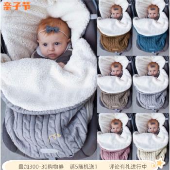 卡卡家歐美外貿秋冬跨境嬰幼兒新生兒加絨加厚針織防踢保暖睡袋