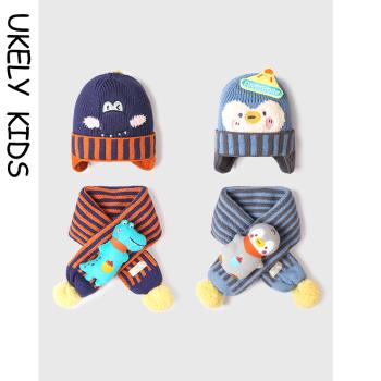 秋冬針織保暖寶寶圍巾兒童帽子