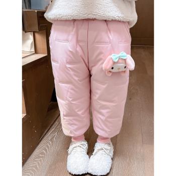 女童特厚棉褲冬季一條過冬兒童四層加厚寶寶冬款夾棉防風加絨褲子