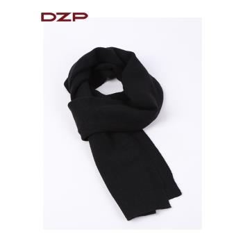 DZP羊絨小圍巾冬季商務黑色圍巾男女日系韓版學生保暖圍脖短款