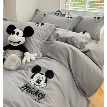 迪士尼全棉磨毛四件套純棉100床單被套床上用品兒童卡通被罩床笠3
