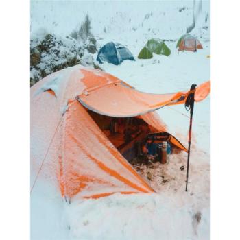 鋁合金桿雙層手搭四季雙人四人露營帶雪裙保暖防雨雪地高山帳篷