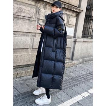 鵝絨服女冬季黑色情侶長款過膝2023新款韓版寬松加厚保暖羽絨外套