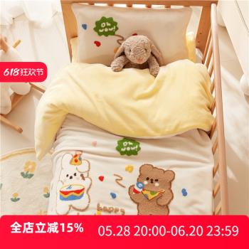 A類牛奶絨兒童被套1.2米卡通加絨嬰兒寶寶被罩冬幼兒園保暖法蘭絨