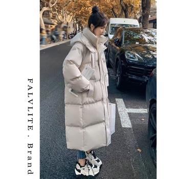 FALVLITE白鴨絨冬季韓系過膝外套