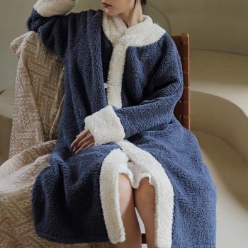 法蘭絨女時尚設計師款大版睡袍