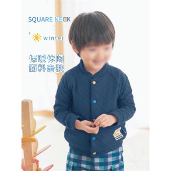 千家童裝男童春秋款外套女童純棉休閑空氣層保暖開衫寶寶夾克上衣