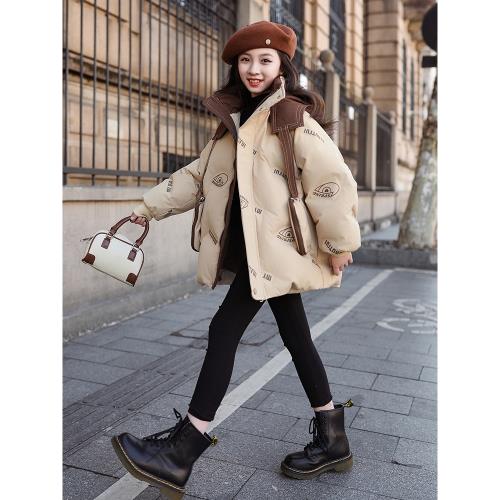 女童羽絨服2023新款洋氣冬季大童加厚保暖90白鴨絨兒童秋冬款外套