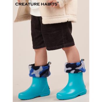 CreatureHabits美國品牌兒童雨鞋加絨保暖加厚防滑水鞋出口雨靴男