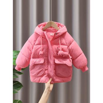 女童洋氣棉服冬季2023新款寶寶冬裝保暖棉襖兒童加絨加厚棉衣外套