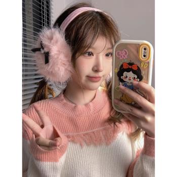 韓版小眾粉色可愛y2k大號兔毛耳罩女冬季保暖毛絨耳包防凍耳捂子