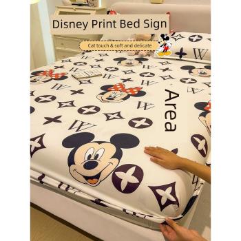 迪士尼床笠單件床罩2023新款床單席夢思床墊保護罩非純棉全棉床套